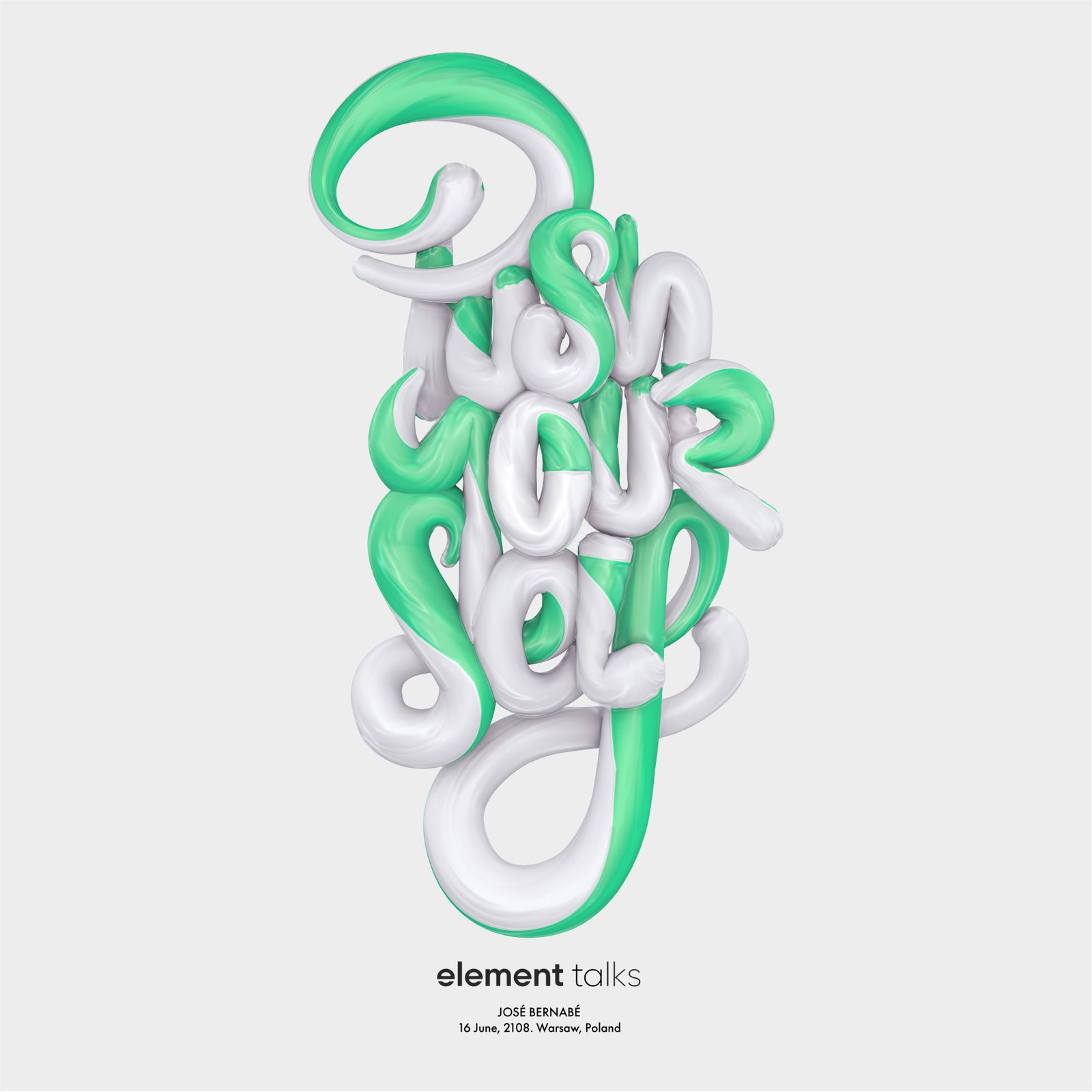 Element Talks — title lettering and typography by José Bernabé, Art Director